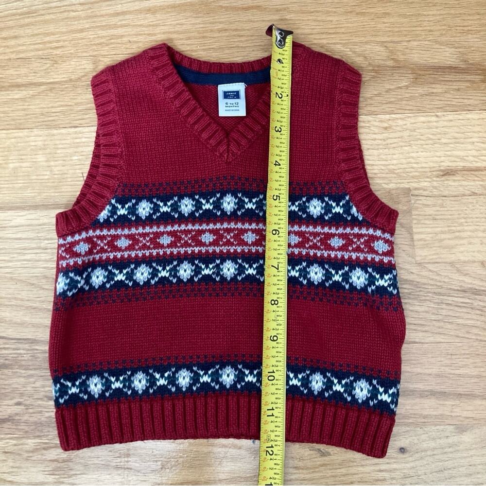 Janie and Jack Fair Isle Sweater Vest Maroon Blue White 6-12 Months - Picture 4 of 6